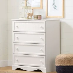 Outlet Savannah 4-Drawer Chest - Pure White Storage Furniture