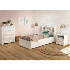 New Savannah Twin Mates Bed with 3 Drawers - Pure White Twin, Full & Queen Beds
