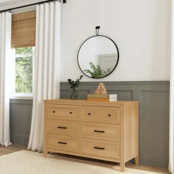 Hot Sawyer Farmhouse 6-Drawer Dresser - Honey Storage Furniture