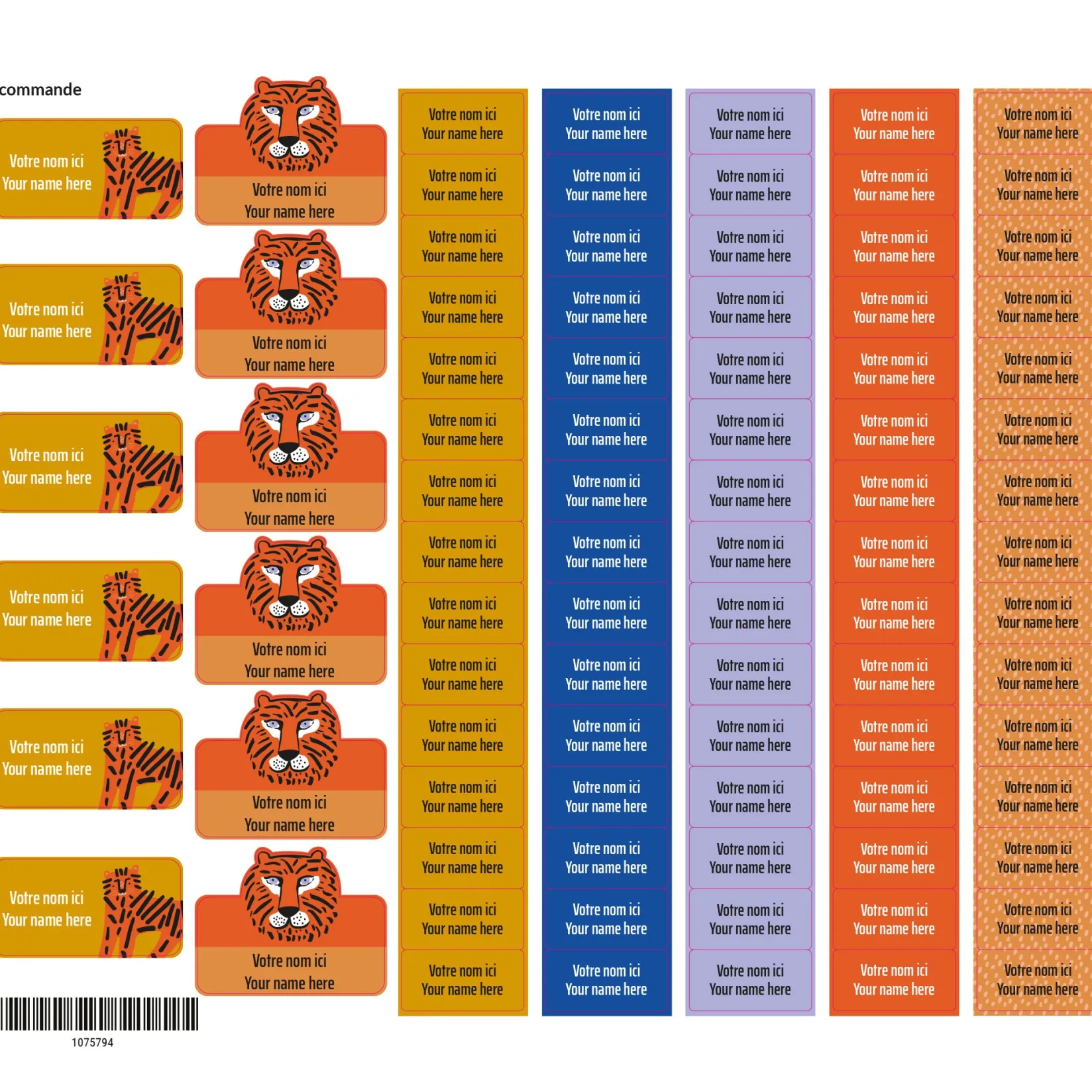 Personalized Name Labels|Personalized Name Labels>Clement - Impressions School Name Labels - Tigers