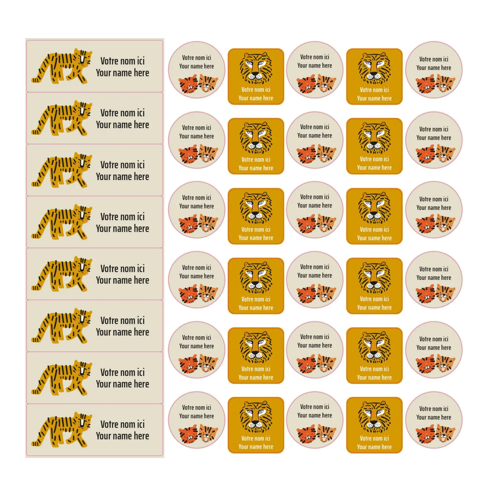 Personalized Name Labels|Personalized Name Labels>Clement - Impressions School Name Labels - Tigers