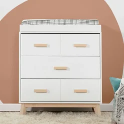 Changing Tables>Babyletto Scoot 3-Drawer Changer Dresser - White / Washed Natural