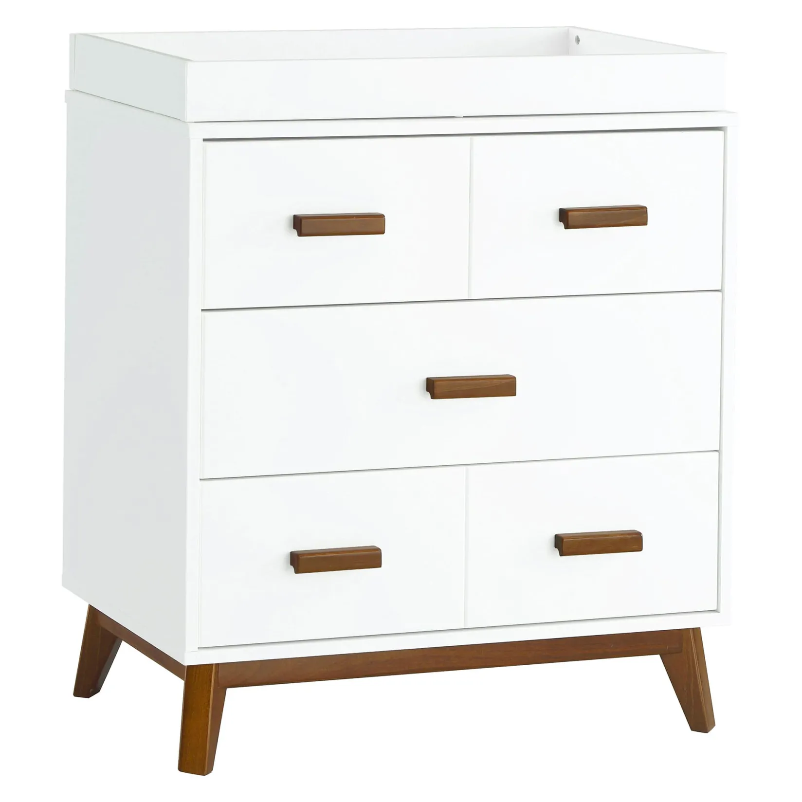 Discount Scoot 3-Drawer Changer Dresser - White / Walnut Finish Changing Tables