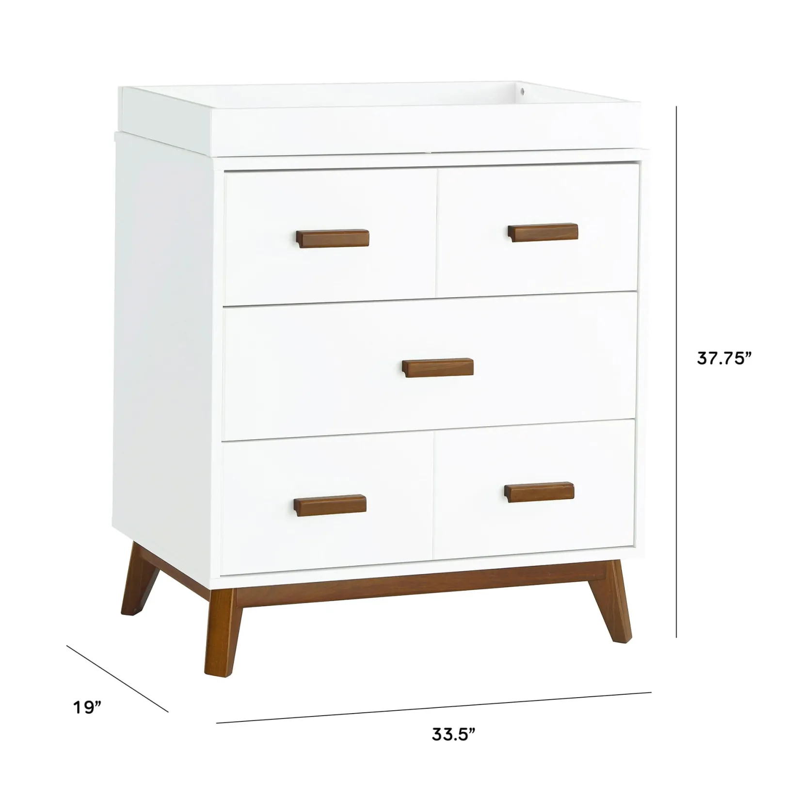 Discount Scoot 3-Drawer Changer Dresser - White / Walnut Finish Changing Tables