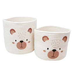 Storage>NOSTALGIA Set of 2 Baskets Teddy Bear