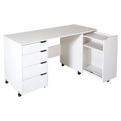 Discount Sewing Craft Table on Wheels - Crea Pure White Desk