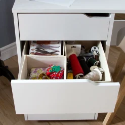 Discount Sewing Craft Table on Wheels - Crea Pure White Desk