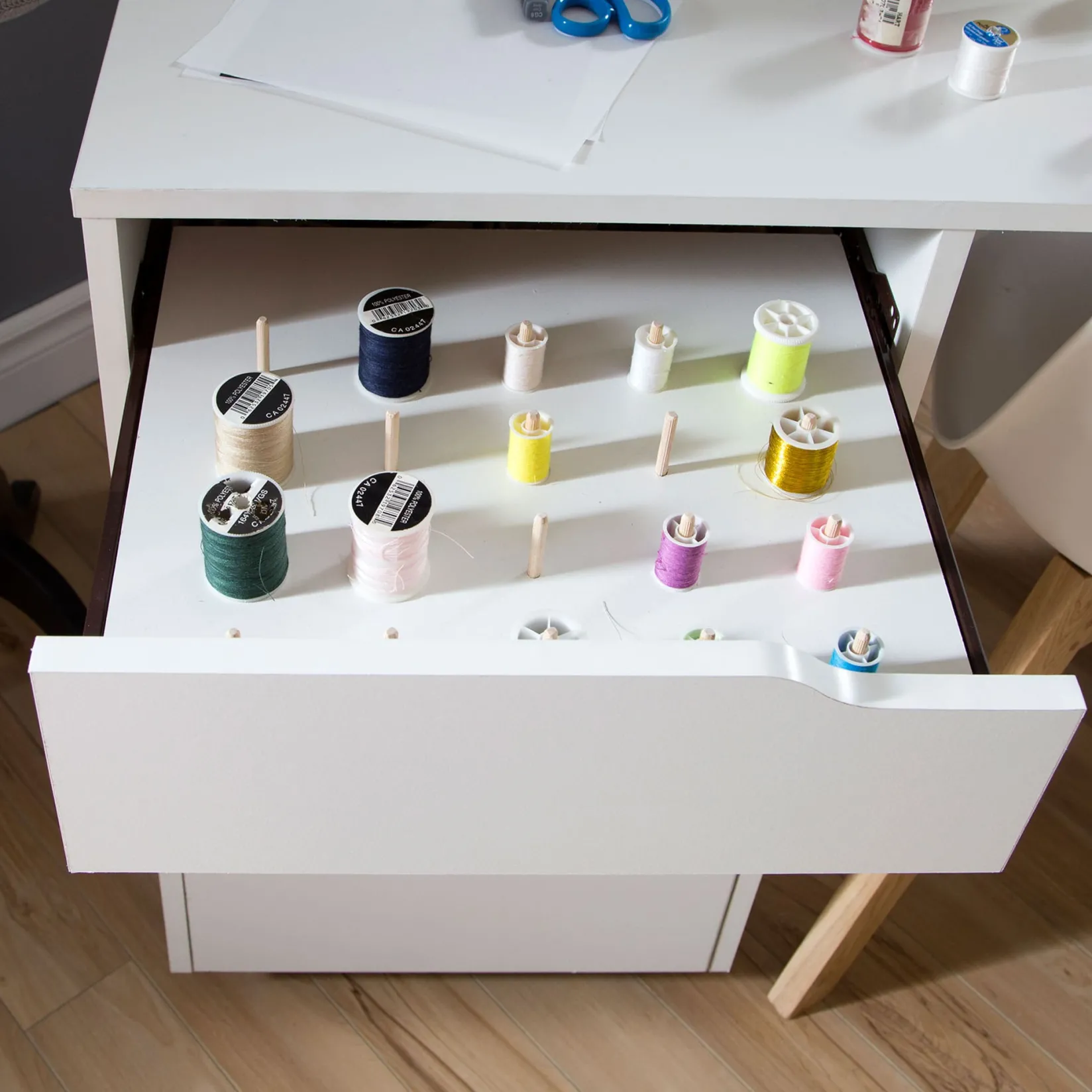 Discount Sewing Craft Table on Wheels - Crea Pure White Desk