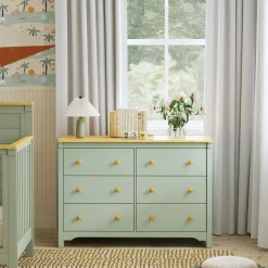 Sale Shea 6-Drawer Dresser - Light Sage and Honey Storage Furniture