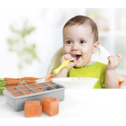 Sale Silicone Baby Food Freezer Tray with Lid - Grey Kids Snack Bags & Containers|Cleaning & Food Preparation
