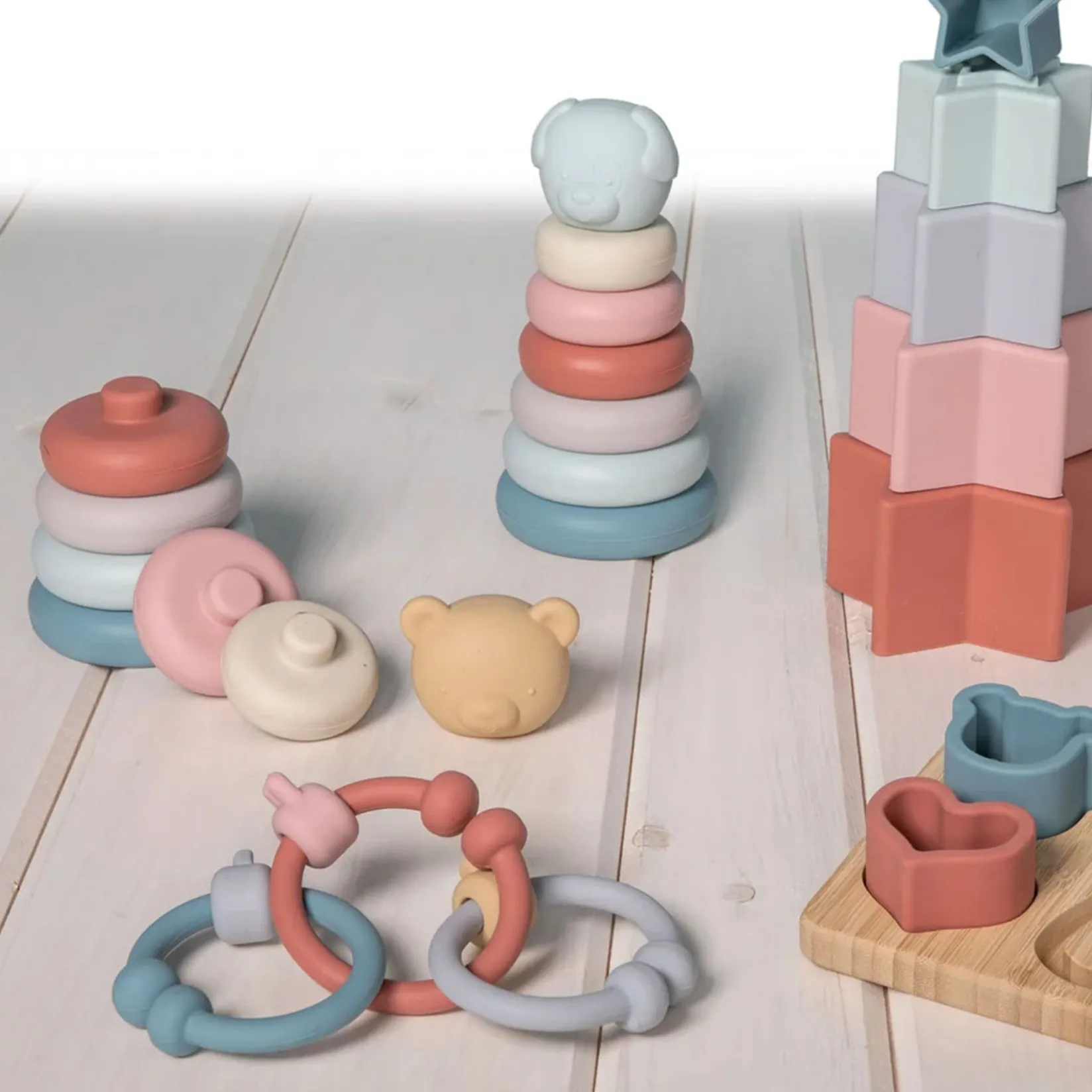 Developmental Toys|Balls & Stacking Toys>Mary Meyer Silicone Stacking Teddy