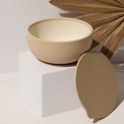 Clearance Silicone Suction Bowl with Lid - Sand Kids Tableware|Plates & Placemats