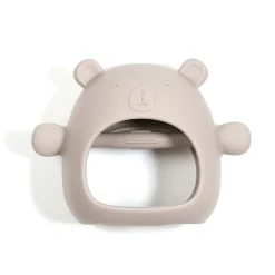 Teething Toys>Bulle Silicone Teething Mitt - Taupe Bear