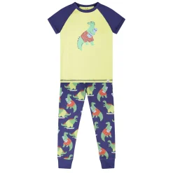 Pajamas & Bathrobes>Deux par Deux Skateboard Pajama Set 7-12 Lime