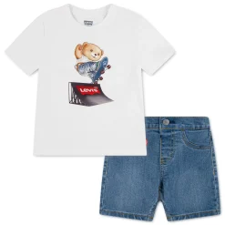 Outfit Sets>Levis Skater Tee & Denim Set 2-4t White