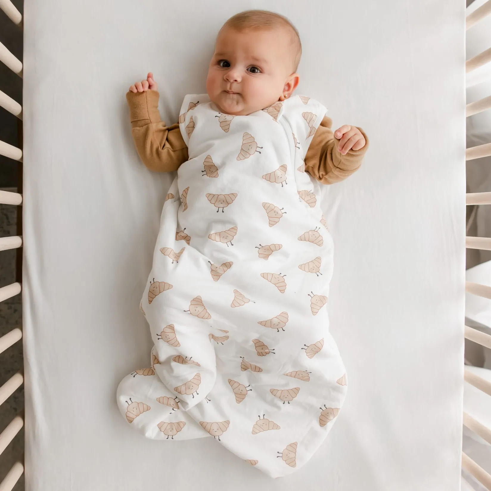 Sleep Bags|Pyjamas>Perlimpinpin Sleep Bag 0-36m Croissants Beige