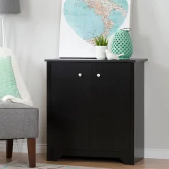 Small 2-Door Storage Cabinet - Vito Pure Black Storage Furniture