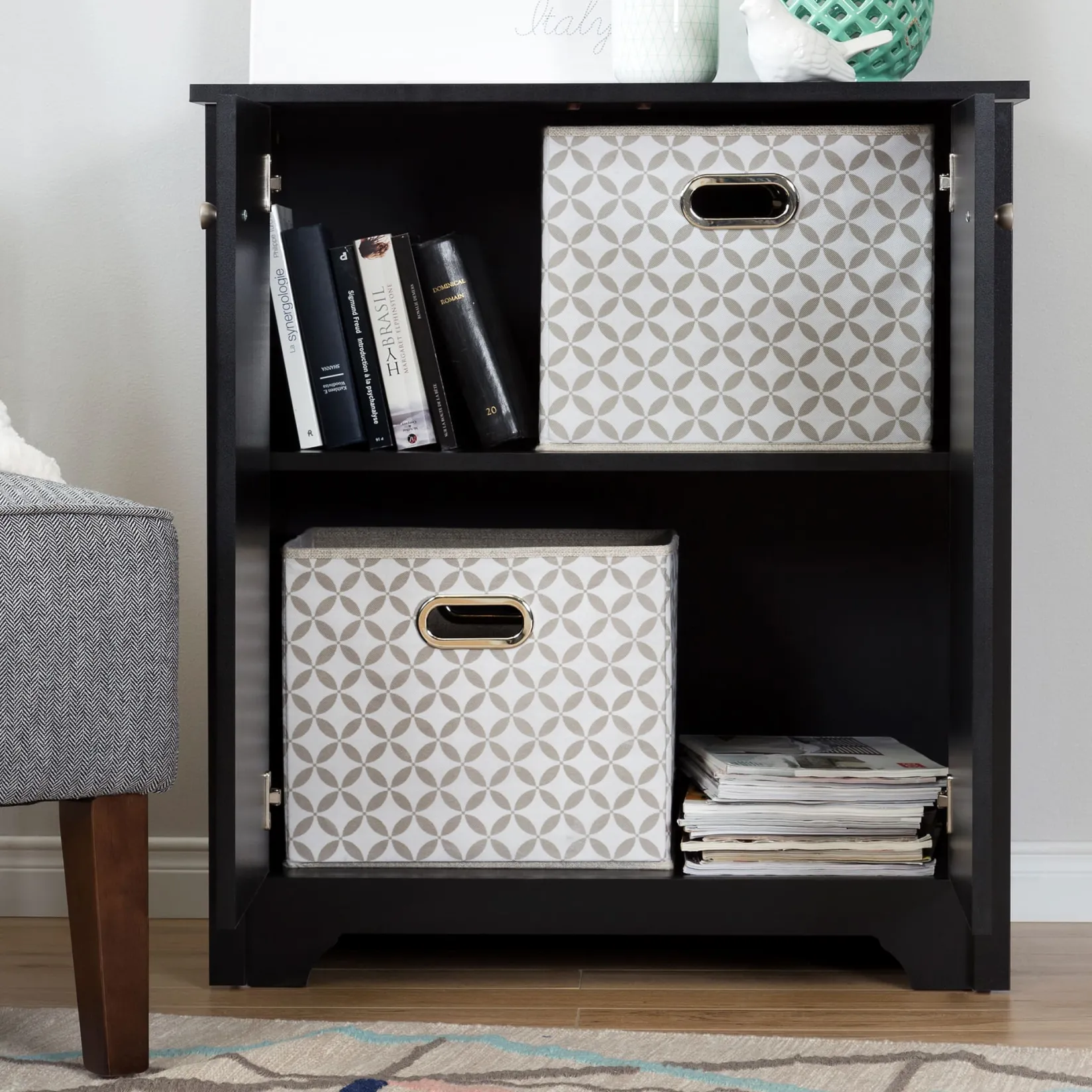 Small 2-Door Storage Cabinet - Vito Pure Black Storage Furniture