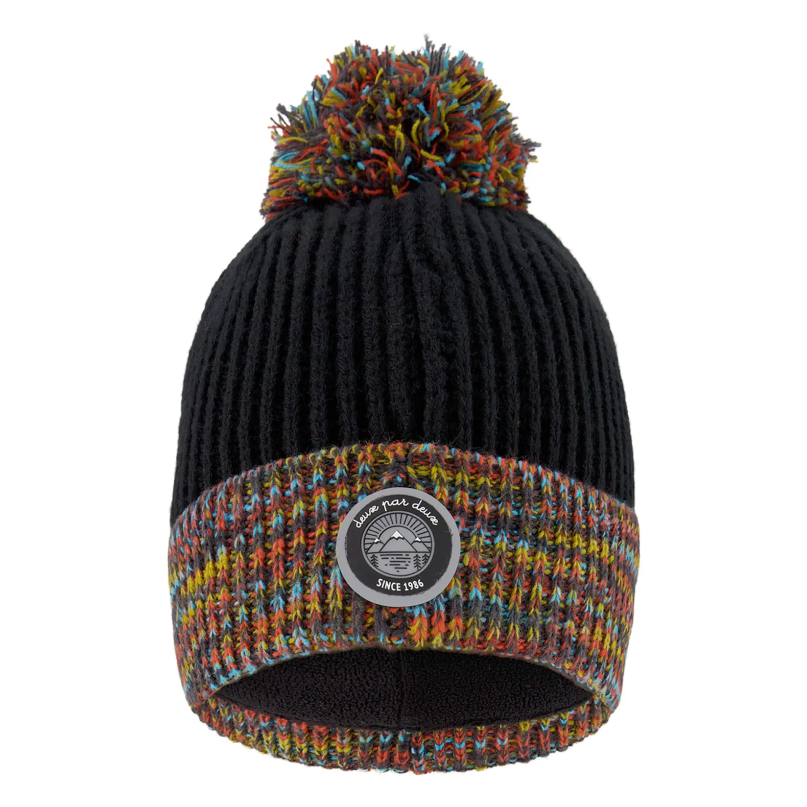 Beanies>Deux par Deux Smiley Knit Hat 2-14 Black