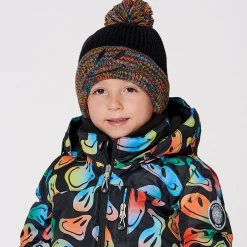 Beanies>Deux par Deux Smiley Knit Hat 2-14 Black