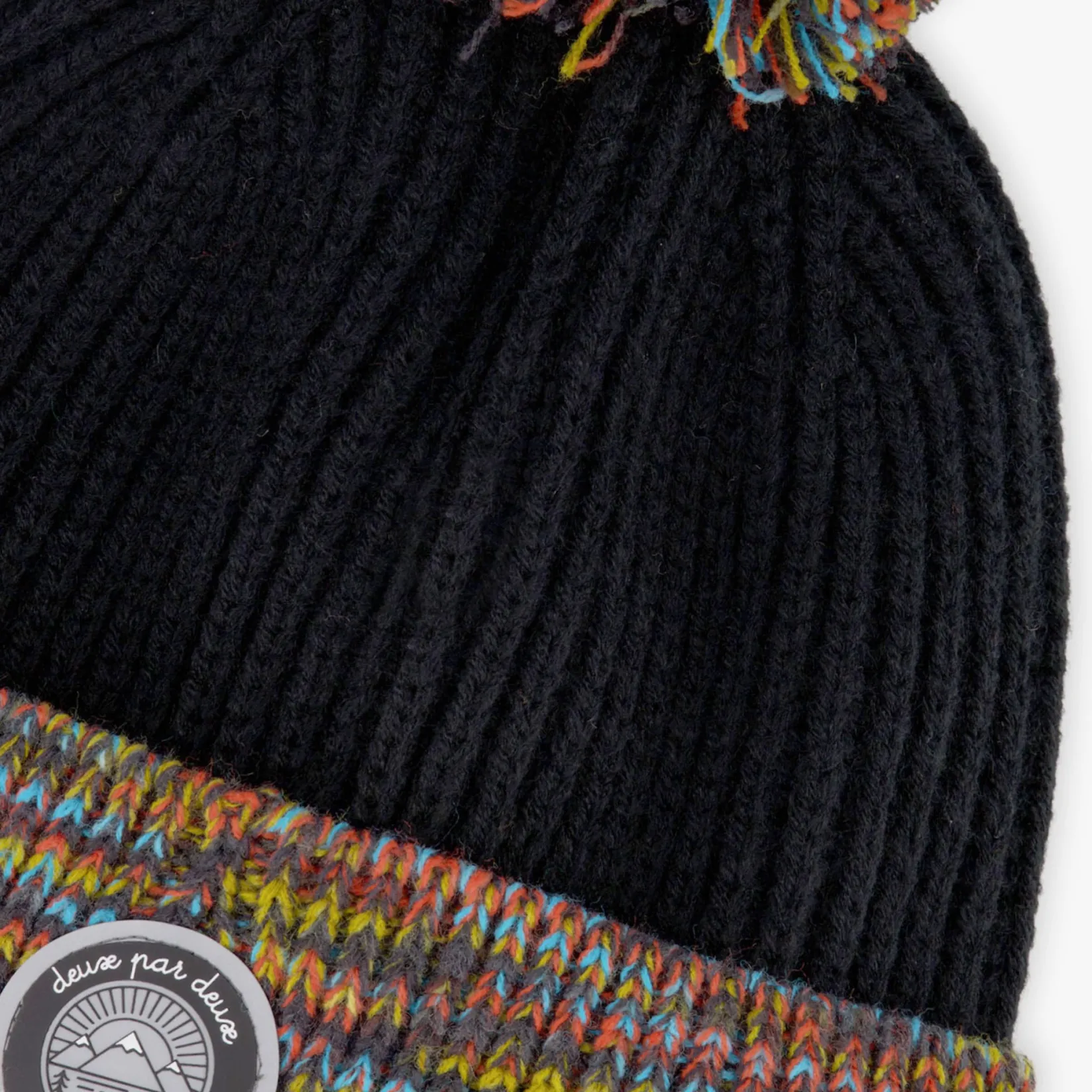 Beanies>Deux par Deux Smiley Knit Hat 2-14 Black