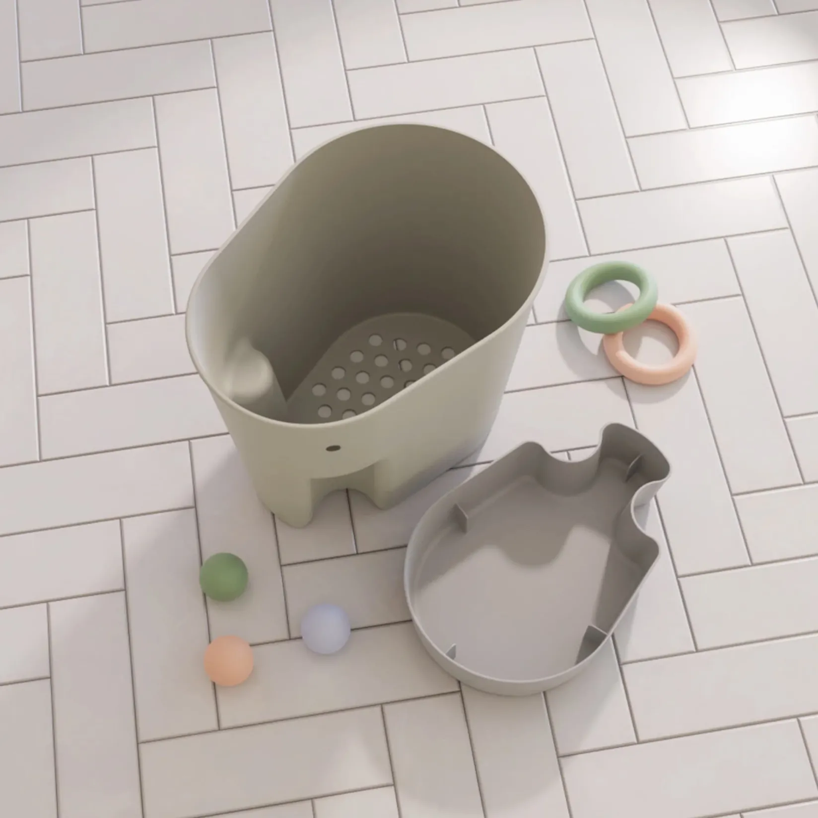 Bath Accessories>Clement - Equipement Snuggle Ellie Bath Toy Drying Caddy- Taupe