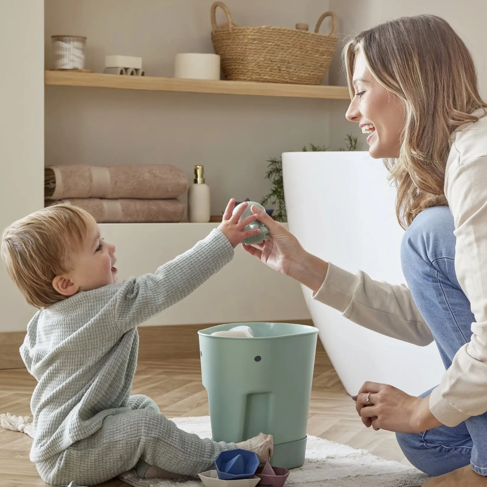 Bath Accessories>Clement - Equipement Snuggle Ellie Bath Toy Drying Caddy- Taupe