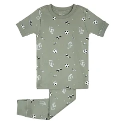 Pajamas & Bathrobes>Petit Lem Soccer Pajamas 2-7 Olive