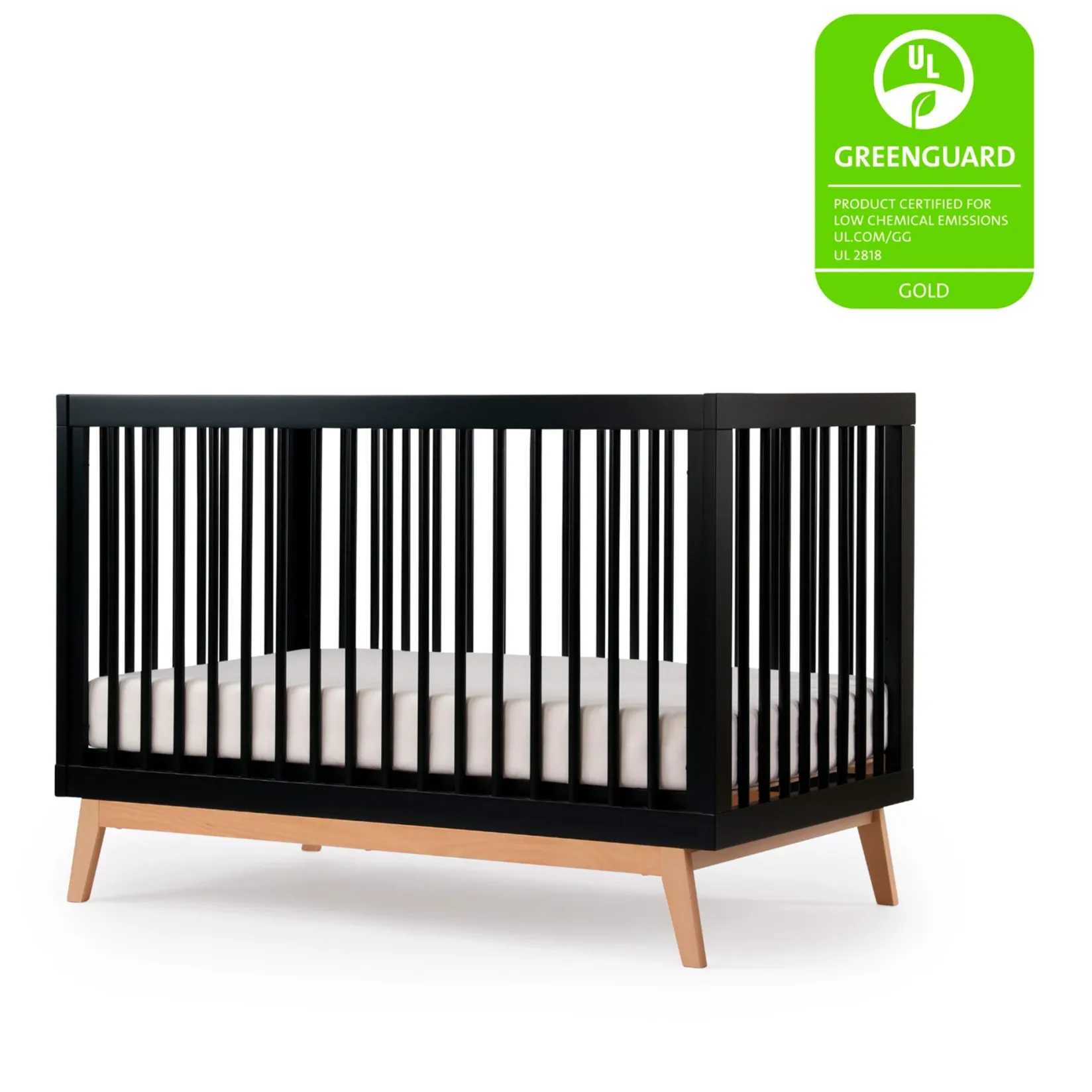 New Soho 3-in-1 Convertible Crib - Black / Natural Cribs & Mattresses|Cribs & Mattresses