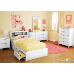 Twin, Full & Queen Beds>South Shore Spark Twin Bookcase Headboard - Pure White
