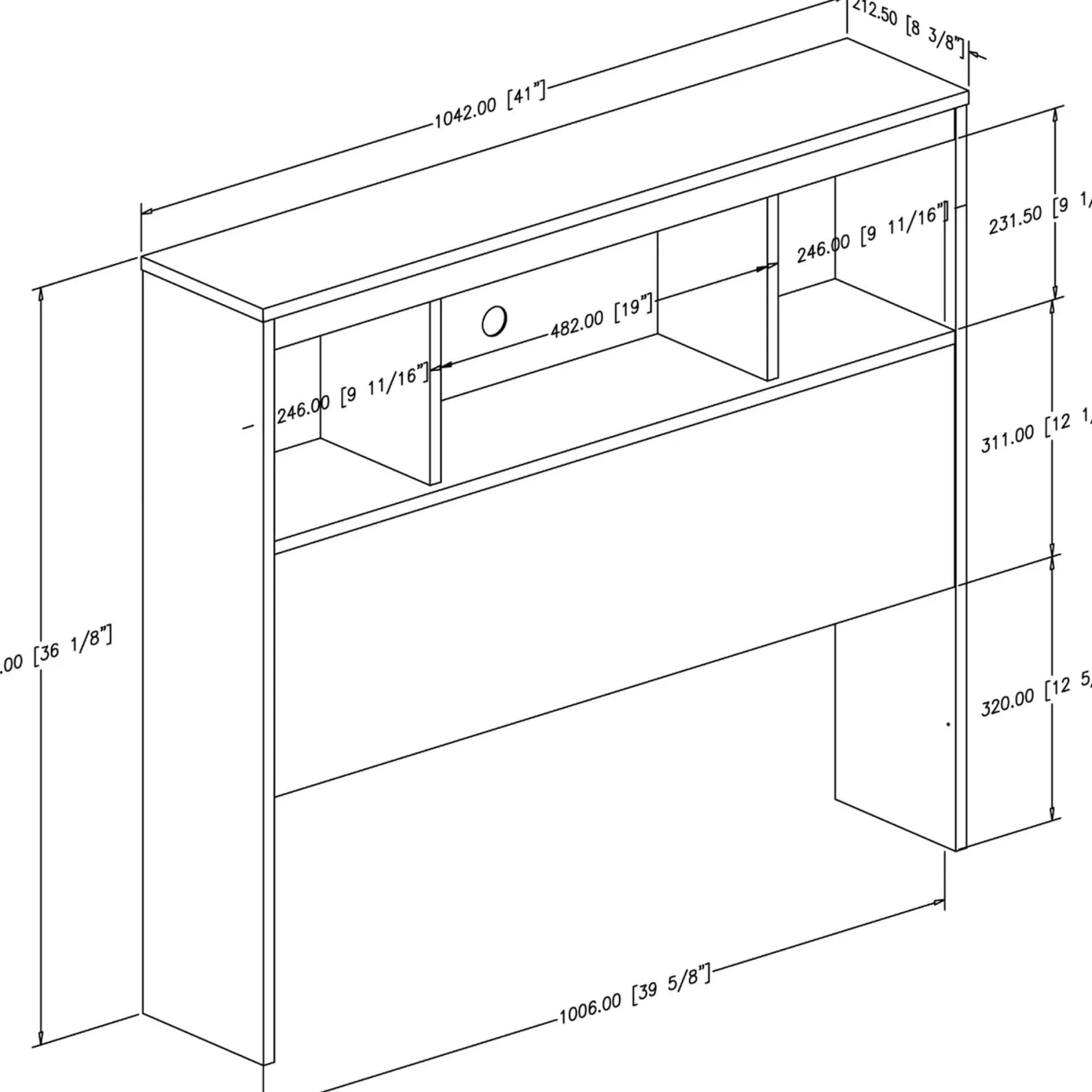 Twin, Full & Queen Beds>South Shore Spark Twin Bookcase Headboard - Pure White