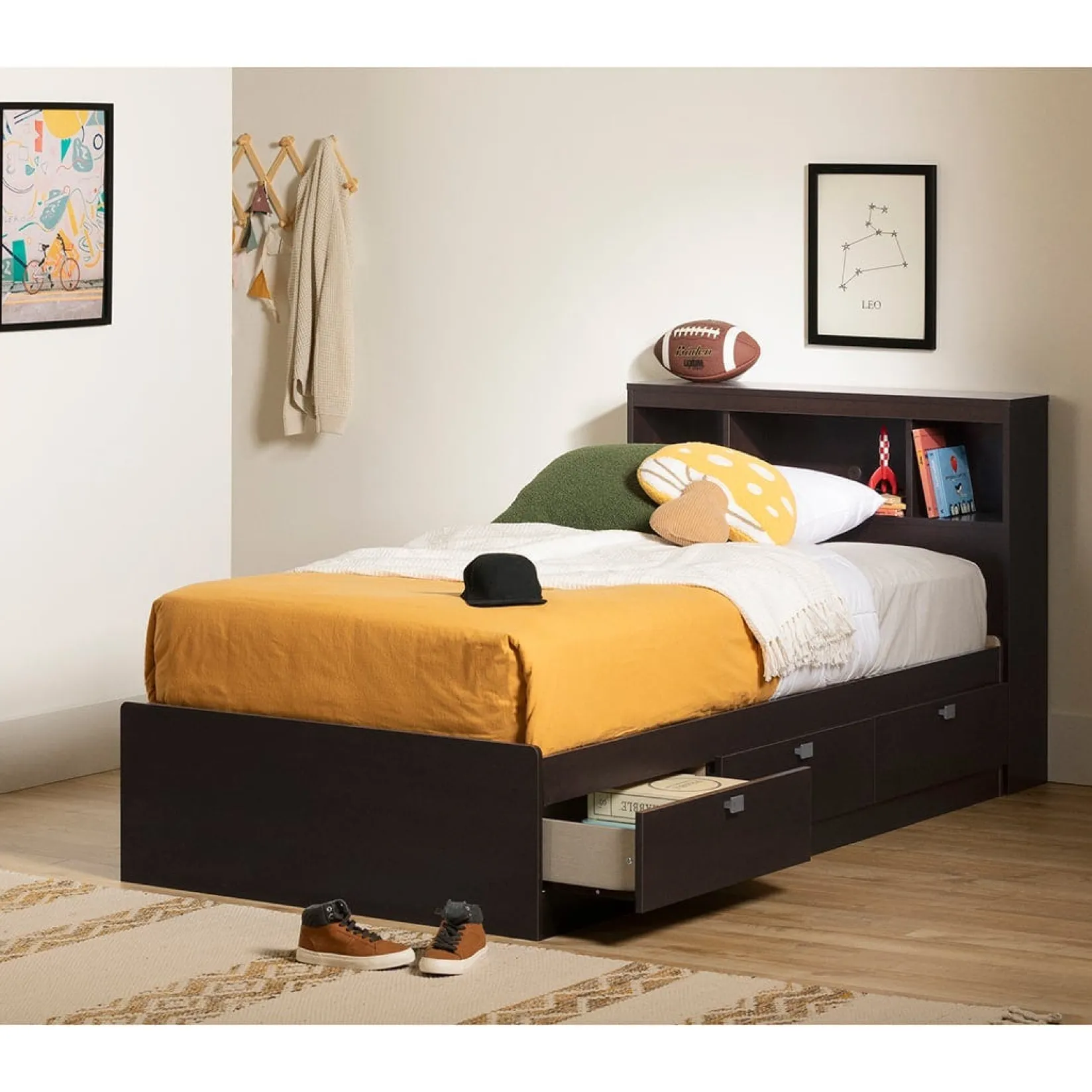 Twin, Full & Queen Beds>South Shore Spark Twin Bookcase Headboard - Chocolate