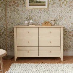 Hot Sprout 6-Drawer Double Dresser - Washed Natural Storage Furniture