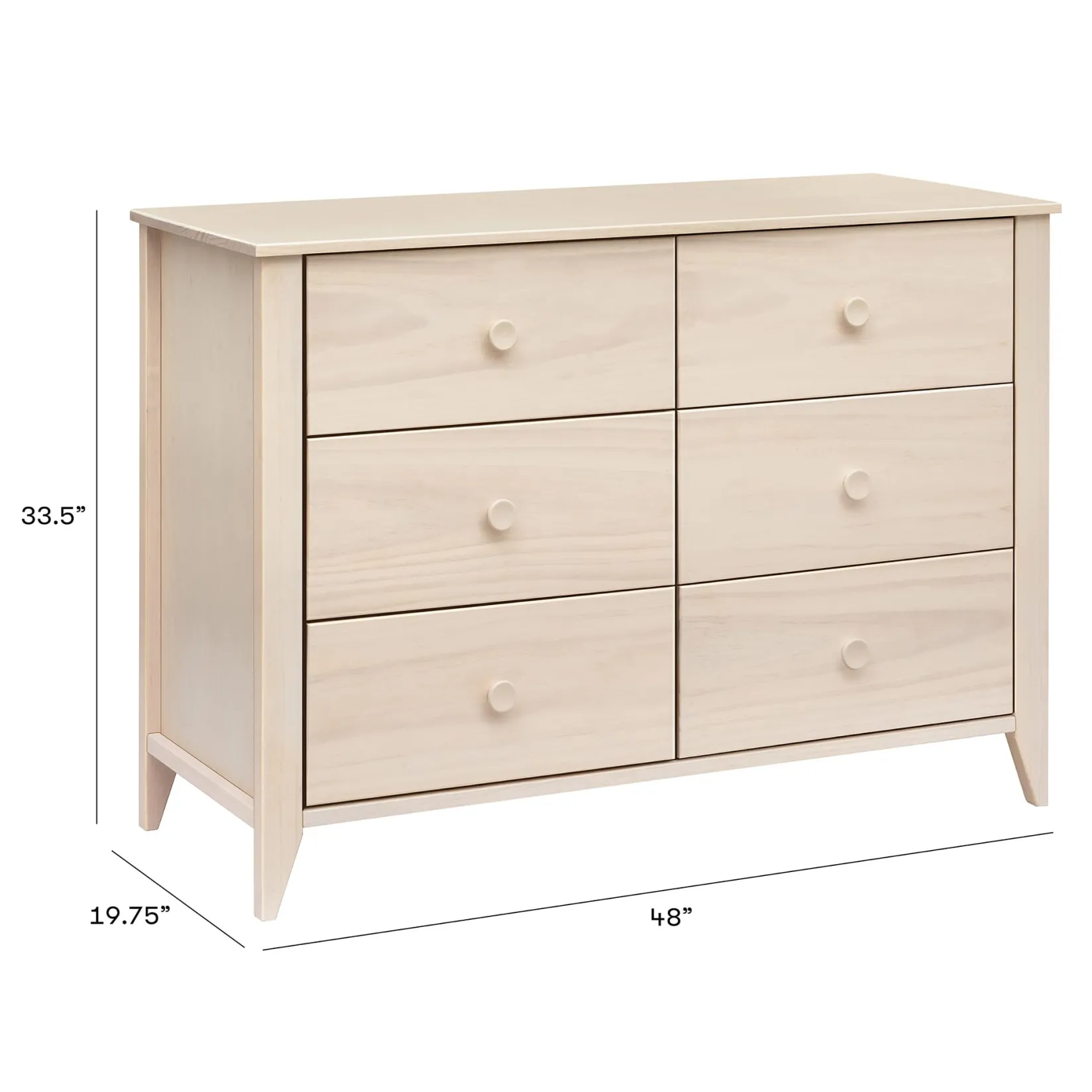 Hot Sprout 6-Drawer Double Dresser - Washed Natural Storage Furniture