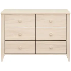 Hot Sprout 6-Drawer Double Dresser - Washed Natural Storage Furniture