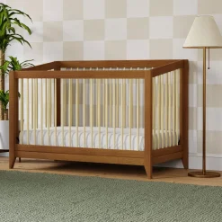 New Sprout 4-in-1 Convertible Crib withToddler Bed Conversion Kit - Chestnut / Natural Cribs & Mattresses|Cribs & Mattresses
