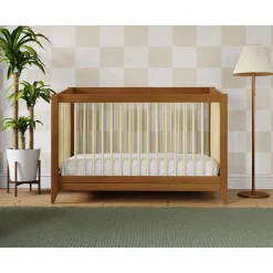 New Sprout 4-in-1 Convertible Crib withToddler Bed Conversion Kit - Chestnut / Natural Cribs & Mattresses|Cribs & Mattresses