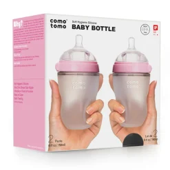 Sale Squeezable Natural Flowing Bottle 8oz Set of 2 - Pink Bottles & Nipples|Breastfeeding