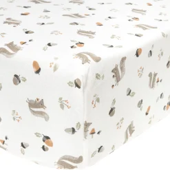 Sheets|Bedding>Perlimpinpin Squirrels Fitted Crib Sheet