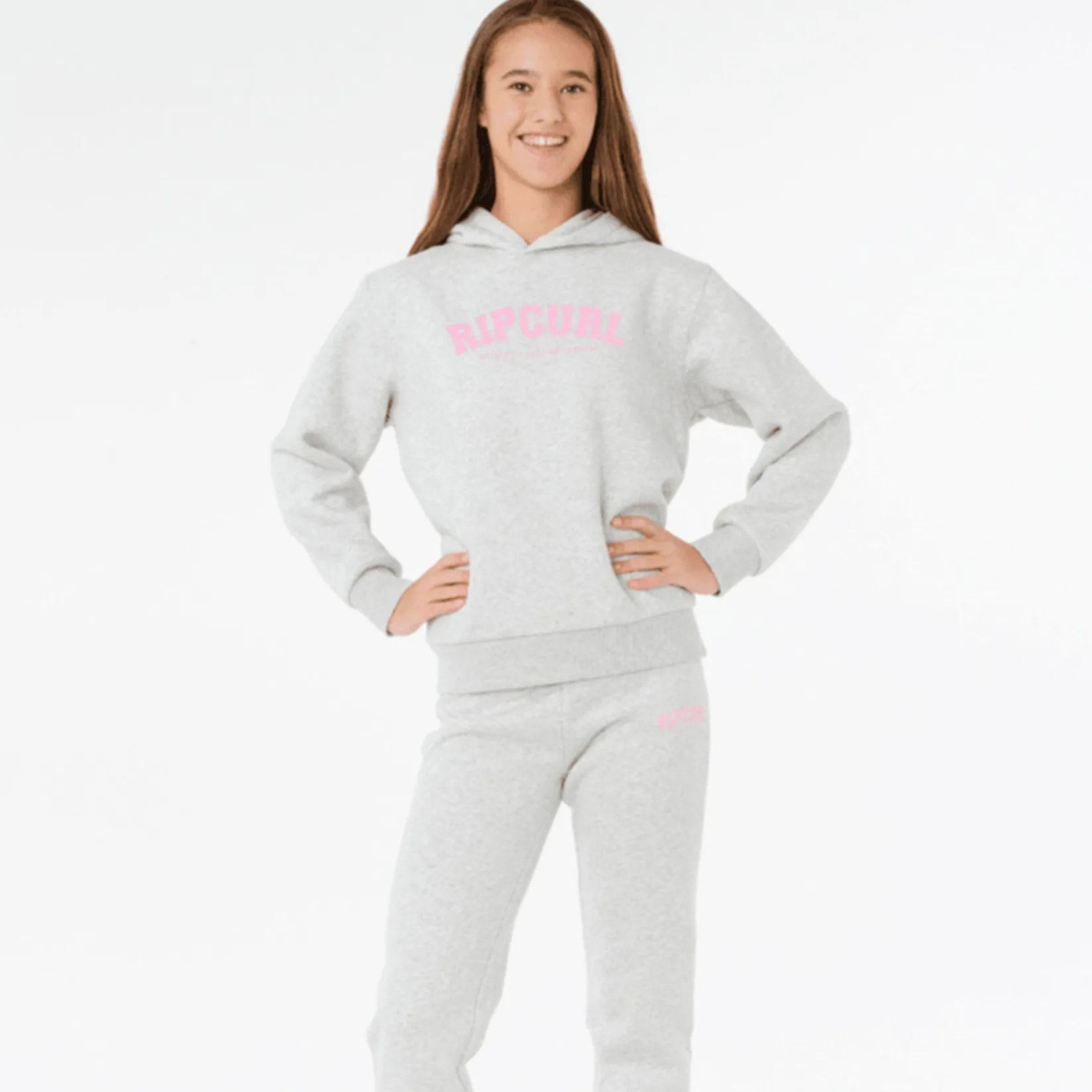 Tops|Fleeces And Sweatshirts>Rip Curl Staple Varsity Hoodie 8-14y Grey