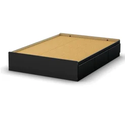 Hot Step One Double Mates Bed with 3 Drawers - Pure Black Twin, Full & Queen Beds