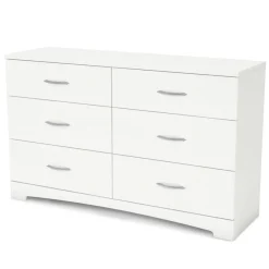 Sale Step One 6-Drawer Double Dresser - Pure White Storage Furniture