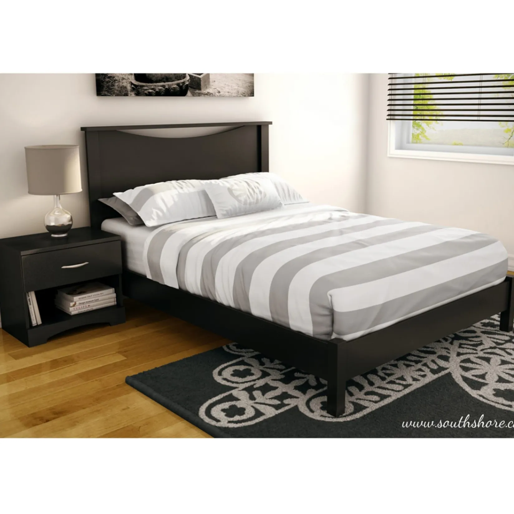 Nightstands>South Shore Step One 1-Drawer Nightstand - Pure Black