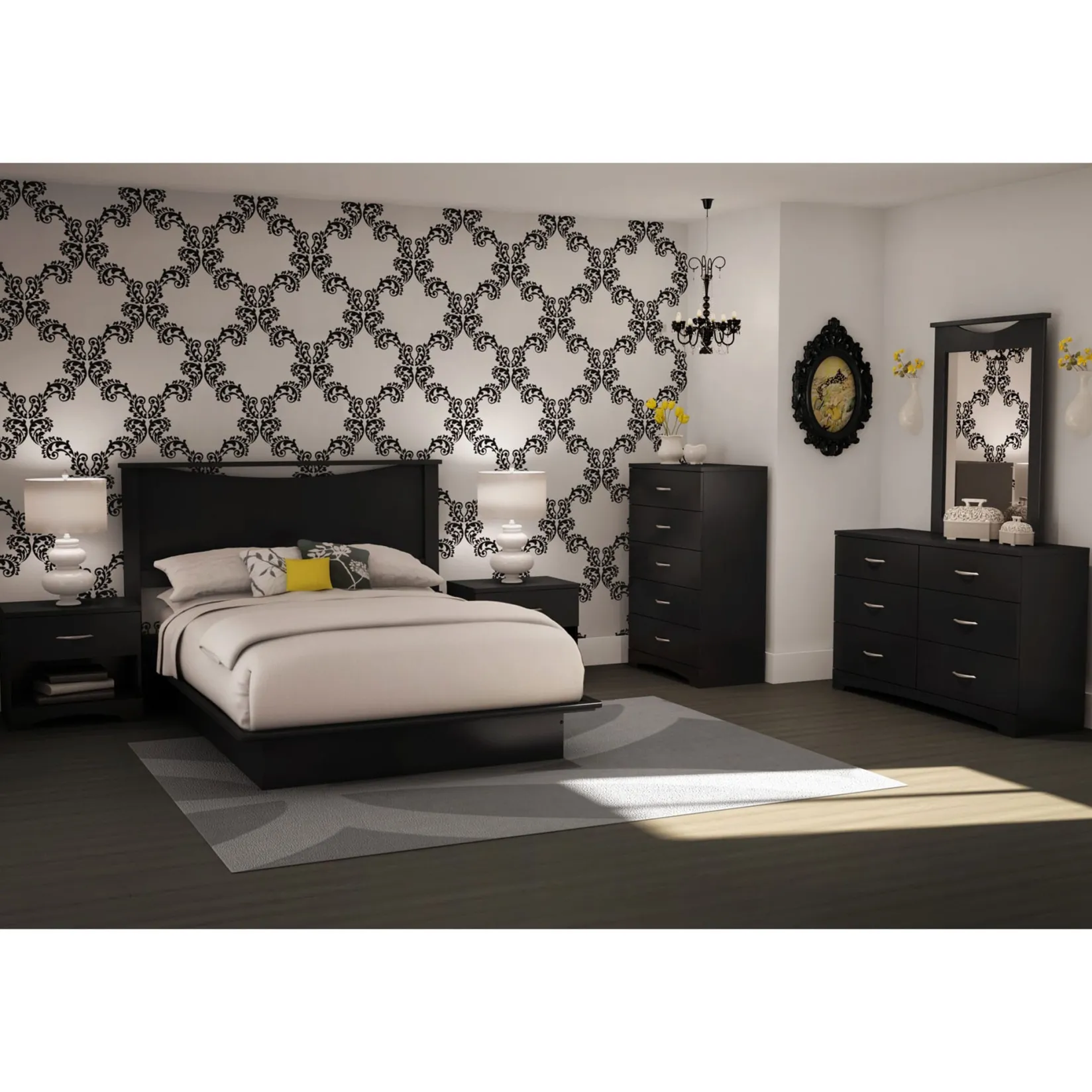 Online Step One Queen Platform Bed - Pure Black Twin, Full & Queen Beds