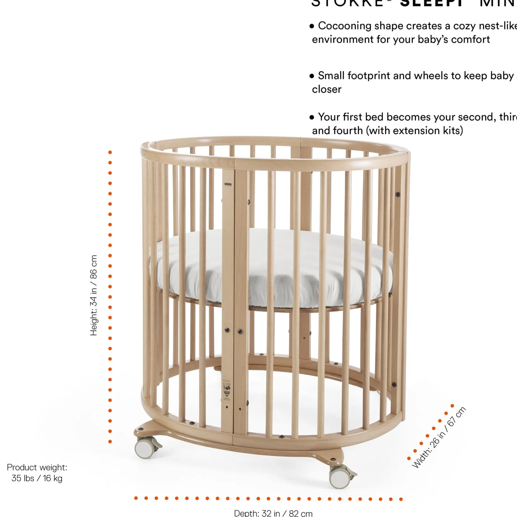 Cribs & Mattresses|Cribs & Mattresses>Sleepi Stokke® ™ Mini Crib Bundle with Mattress V3 - White