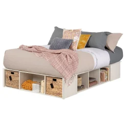Twin, Full & Queen Beds>South Shore Storage Bed with Baskets - Avilla Winter Oak