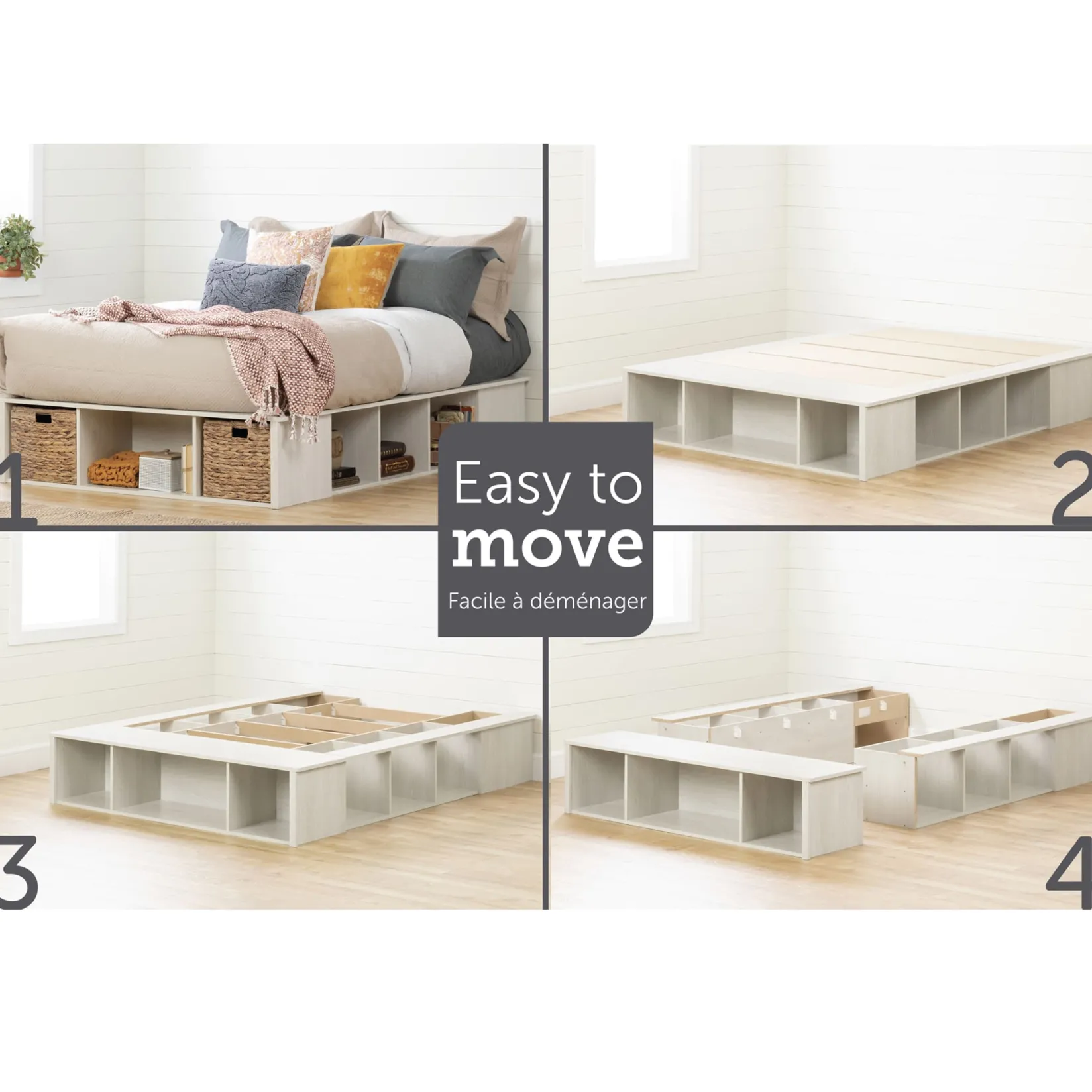 Twin, Full & Queen Beds>South Shore Storage Bed with Baskets - Avilla Winter Oak