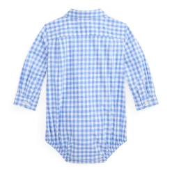 Tops>Polo Ralph Lauren Stretch Poplin Bodysuit 6-24m Bleu