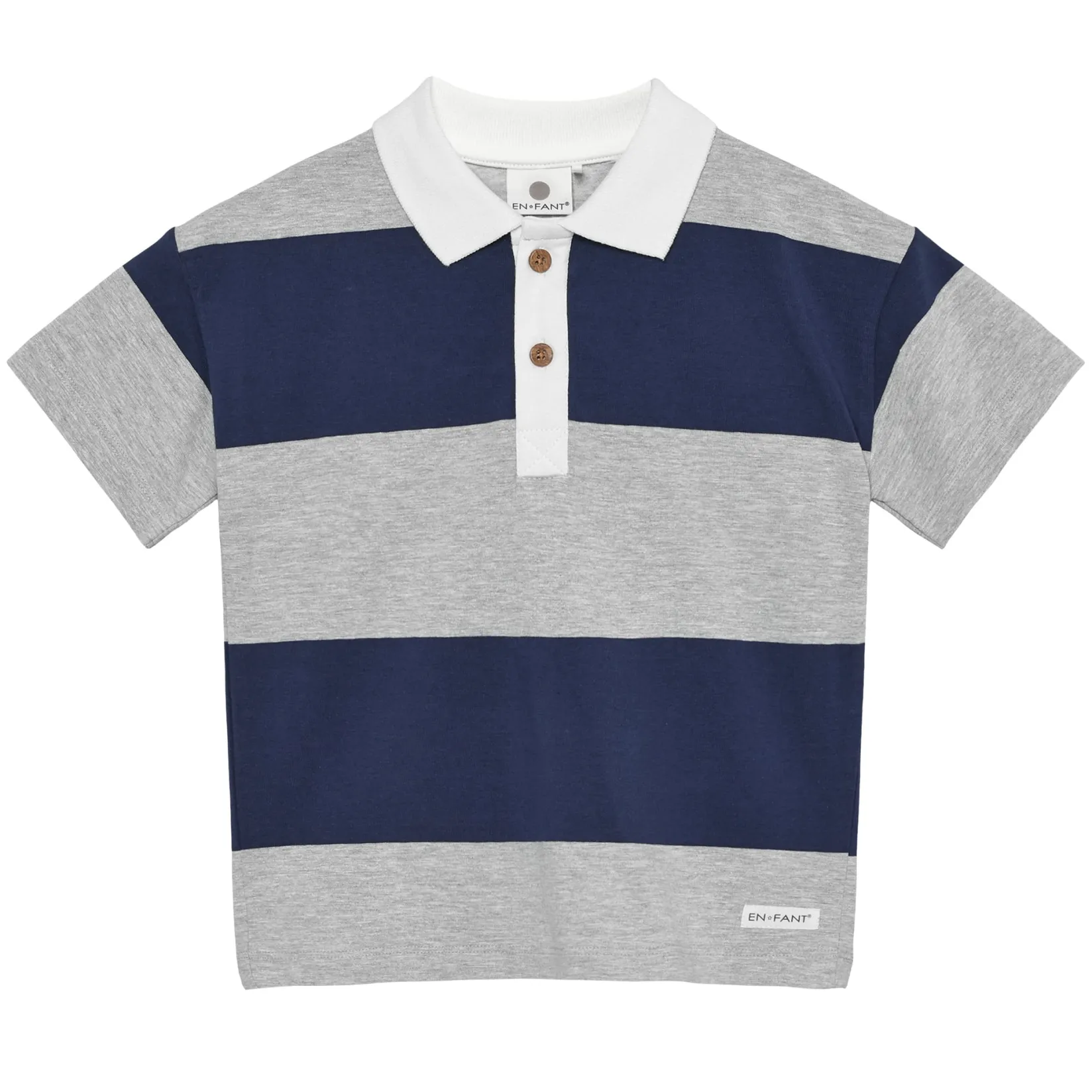 Tops>En Fant Stripe Polo 3-10 Grey