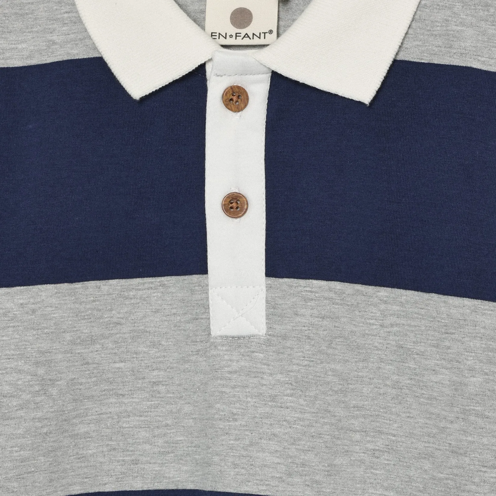 Tops>En Fant Stripe Polo 3-10 Grey